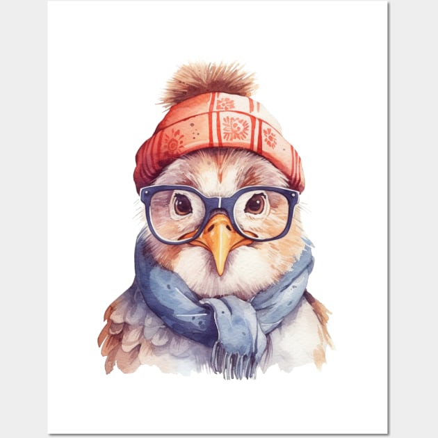 Cozy Chicken in an Orange Hat Wall Art by Things2followuhome